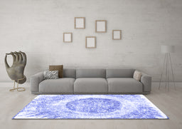 Machine Washable Abstract Blue Contemporary Rug in a Living Room, wshcon616blu