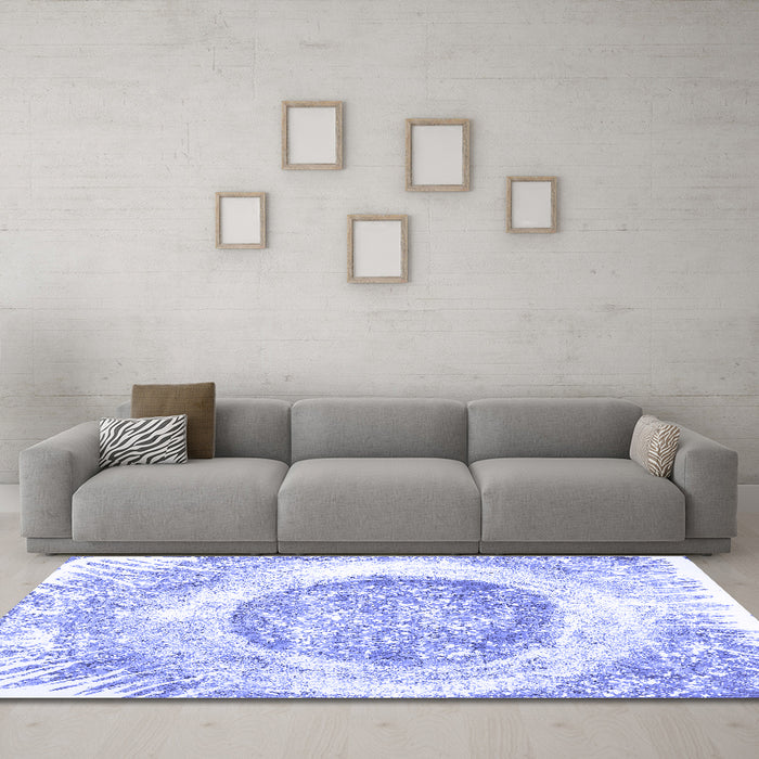 Machine Washable Abstract Blue Contemporary Rug in a Living Room, wshcon616blu