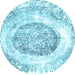 Round Machine Washable Abstract Light Blue Contemporary Rug, wshcon616lblu