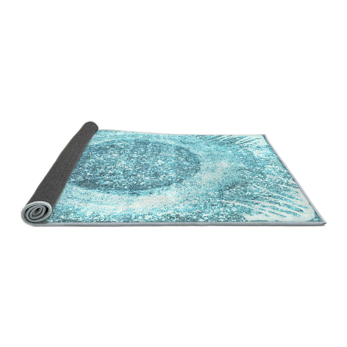 Sideview of Abstract Light Blue Contemporary Rug, con616lblu