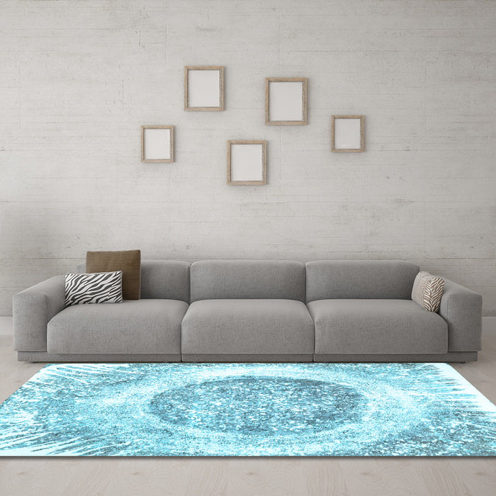 Machine Washable Abstract Light Blue Contemporary Rug in a Living Room, wshcon616lblu