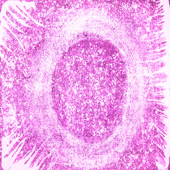 Square Machine Washable Abstract Pink Contemporary Rug, wshcon616pnk