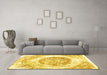 Machine Washable Abstract Yellow Contemporary Rug in a Living Room, wshcon616yw