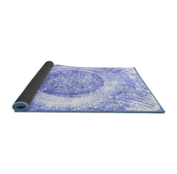 Sideview of Abstract Blue Contemporary Rug, con616blu