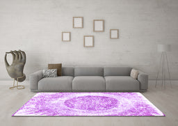 Machine Washable Abstract Purple Contemporary Area Rugs in a Living Room, wshcon616pur