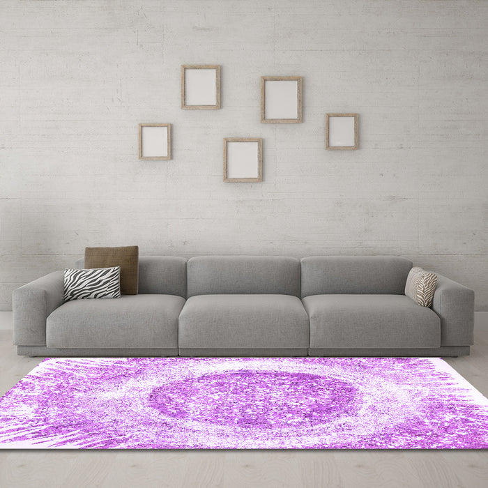 Machine Washable Abstract Purple Contemporary Area Rugs in a Living Room, wshcon616pur