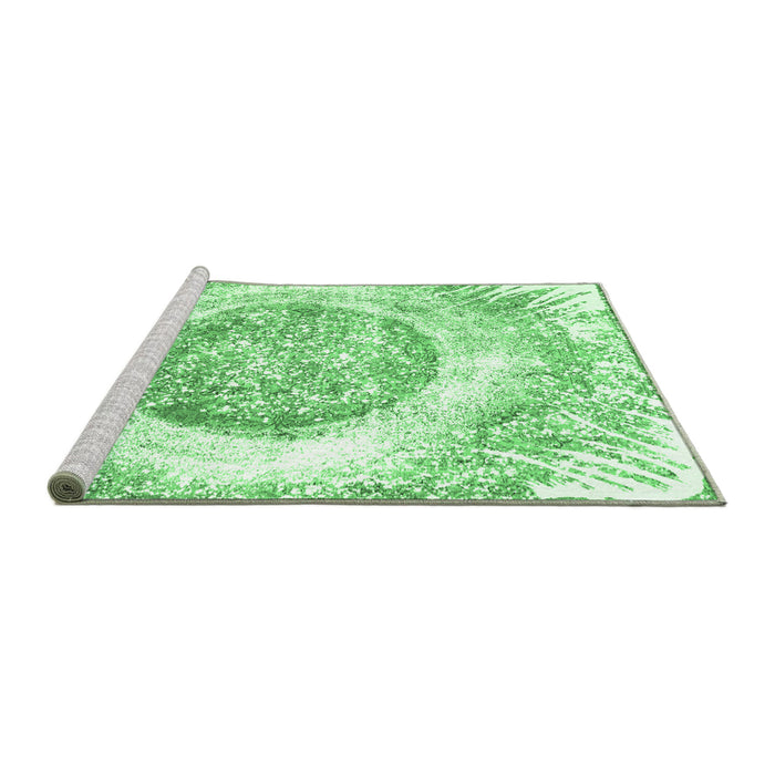 Sideview of Machine Washable Abstract Emerald Green Contemporary Area Rugs, wshcon616emgrn