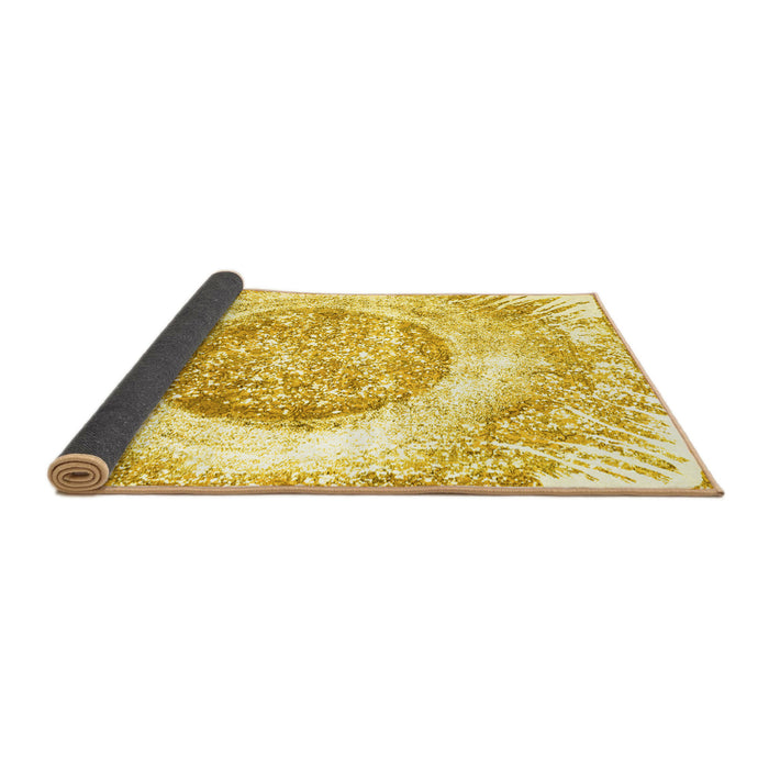 Sideview of Abstract Yellow Contemporary Rug, con616yw