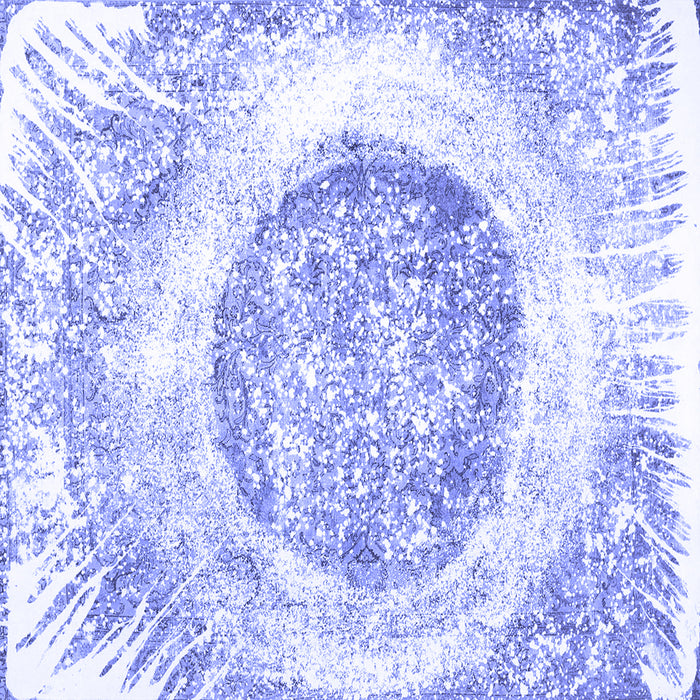 Square Machine Washable Abstract Blue Contemporary Rug, wshcon616blu