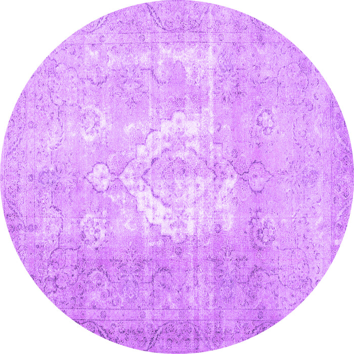 Round Abstract Purple Contemporary Rug, con617pur