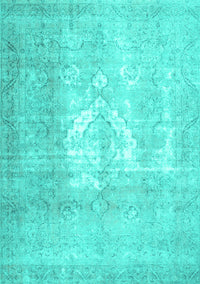 Abstract Turquoise Contemporary Rug, con617turq