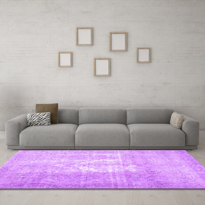Machine Washable Abstract Purple Contemporary Area Rugs in a Living Room, wshcon617pur