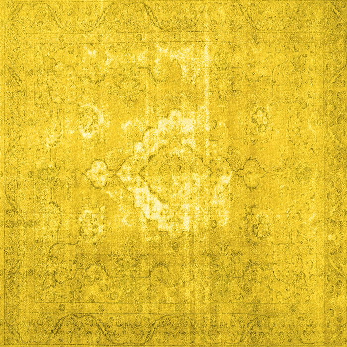 Square Abstract Yellow Contemporary Rug, con617yw