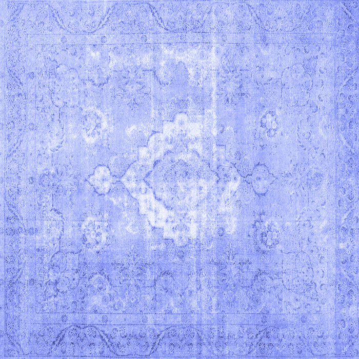 Square Abstract Blue Contemporary Rug, con617blu