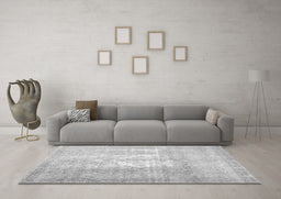 Machine Washable Abstract Gray Contemporary Rug in a Living Room,, wshcon617gry