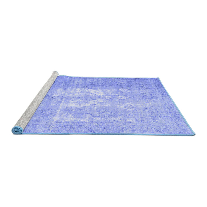 Sideview of Machine Washable Abstract Blue Contemporary Rug, wshcon617blu