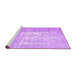 Sideview of Machine Washable Abstract Purple Contemporary Area Rugs, wshcon617pur