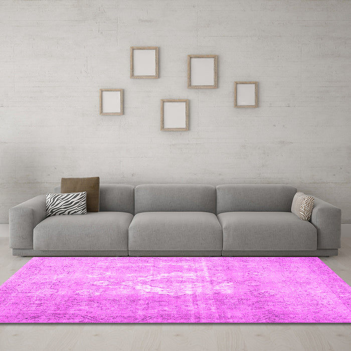 Machine Washable Abstract Pink Contemporary Rug in a Living Room, wshcon617pnk