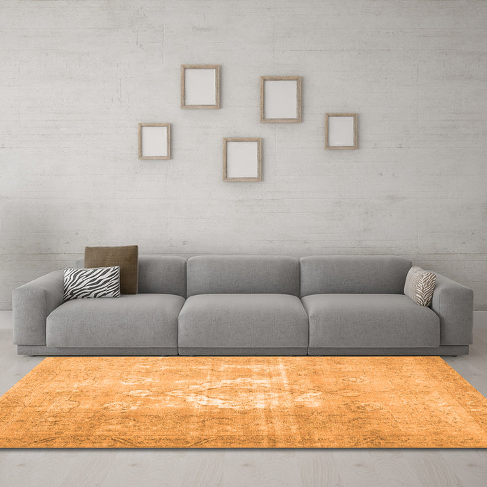 Machine Washable Abstract Orange Contemporary Area Rugs in a Living Room, wshcon617org
