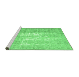 Sideview of Machine Washable Abstract Emerald Green Contemporary Area Rugs, wshcon617emgrn