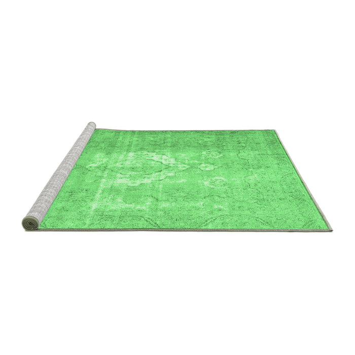 Sideview of Machine Washable Abstract Emerald Green Contemporary Area Rugs, wshcon617emgrn