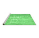 Sideview of Machine Washable Abstract Emerald Green Contemporary Area Rugs, wshcon617emgrn