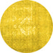 Round Abstract Yellow Contemporary Rug, con617yw