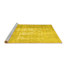 Sideview of Machine Washable Abstract Yellow Contemporary Rug, wshcon617yw