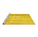 Sideview of Machine Washable Abstract Yellow Contemporary Rug, wshcon617yw