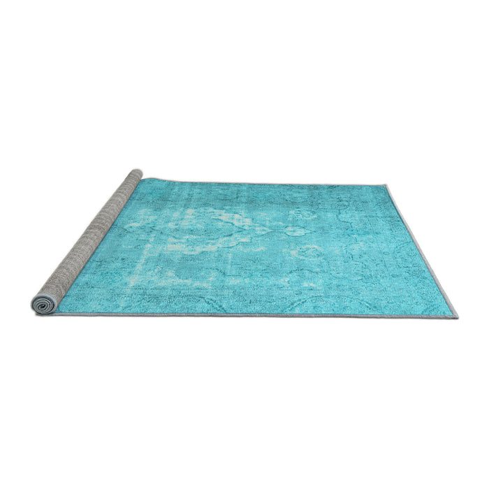 Sideview of Machine Washable Abstract Light Blue Contemporary Rug, wshcon617lblu