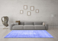 Machine Washable Abstract Blue Contemporary Rug, wshcon617blu