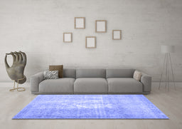 Machine Washable Abstract Blue Contemporary Rug in a Living Room, wshcon617blu
