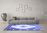 Machine Washable Abstract Blue Contemporary Rug, wshcon618blu