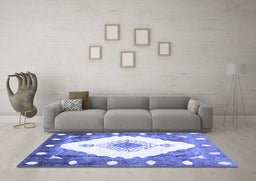 Machine Washable Abstract Blue Contemporary Rug in a Living Room, wshcon618blu