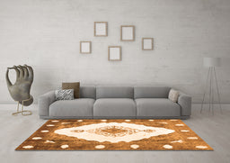 Machine Washable Abstract Orange Contemporary Area Rugs in a Living Room, wshcon618org