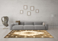 Machine Washable Abstract Brown Contemporary Rug, wshcon618brn