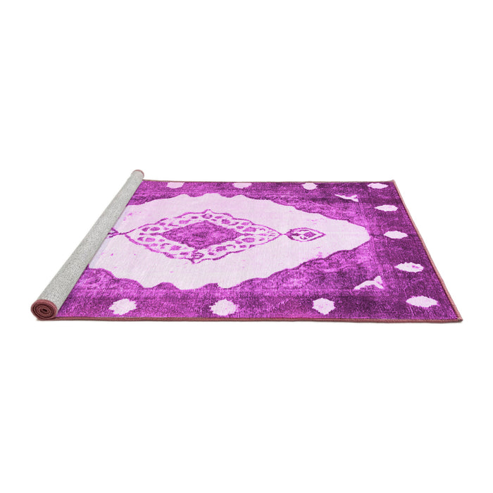 Sideview of Machine Washable Abstract Pink Contemporary Rug, wshcon618pnk