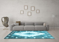 Machine Washable Abstract Light Blue Contemporary Rug, wshcon618lblu