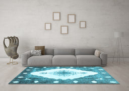 Machine Washable Abstract Light Blue Contemporary Rug in a Living Room, wshcon618lblu