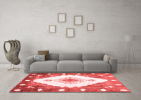 Machine Washable Abstract Red Contemporary Rug, wshcon618red