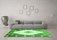 Machine Washable Abstract Green Contemporary Rug, wshcon618grn