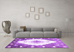 Machine Washable Abstract Purple Contemporary Area Rugs in a Living Room, wshcon618pur