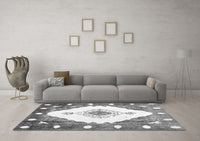 Machine Washable Abstract Gray Contemporary Rug, wshcon618gry