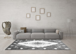 Machine Washable Abstract Gray Contemporary Rug in a Living Room,, wshcon618gry