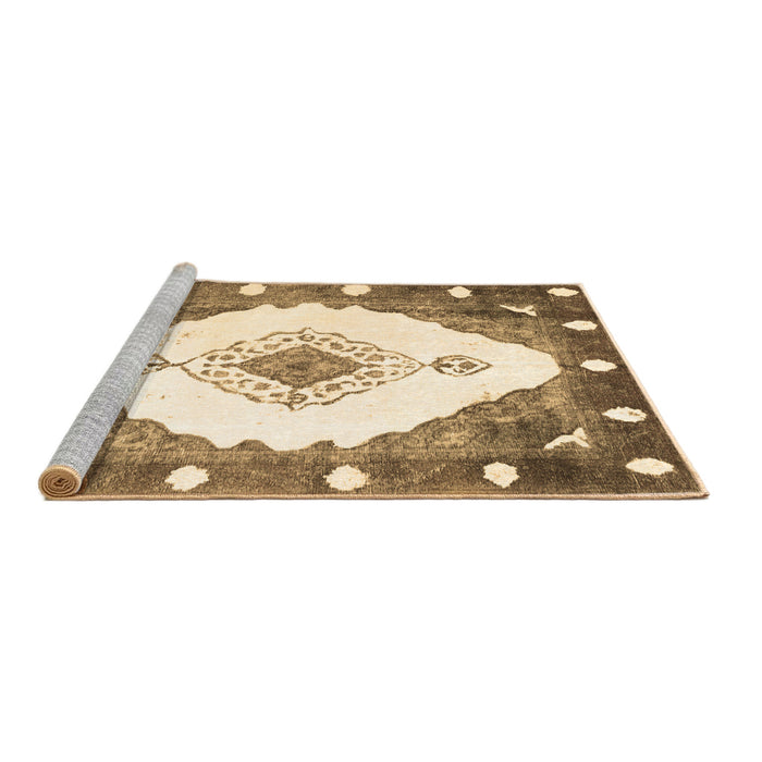 Sideview of Machine Washable Abstract Brown Contemporary Rug, wshcon618brn