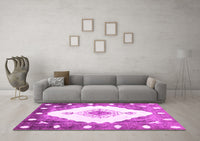 Machine Washable Abstract Pink Contemporary Rug, wshcon618pnk