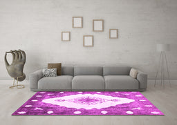 Machine Washable Abstract Pink Contemporary Rug in a Living Room, wshcon618pnk