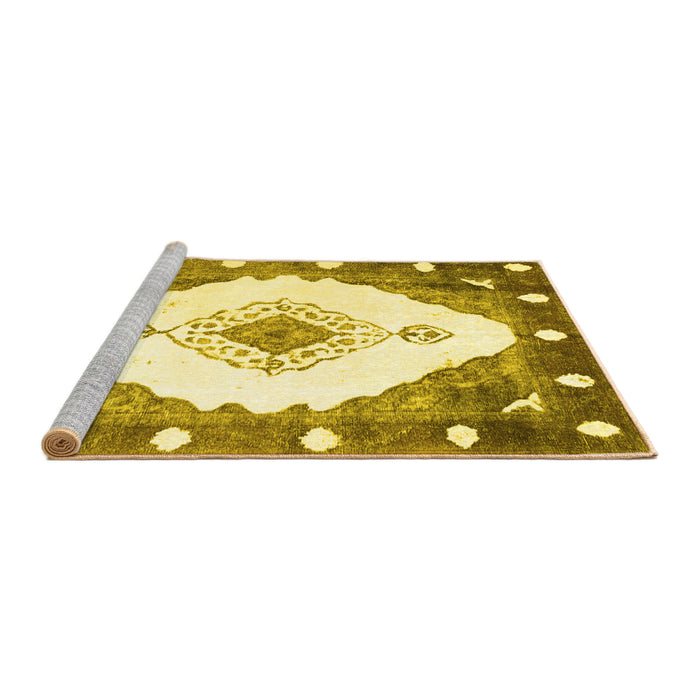 Sideview of Machine Washable Abstract Yellow Contemporary Rug, wshcon618yw