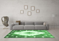 Machine Washable Abstract Emerald Green Contemporary Rug, wshcon618emgrn