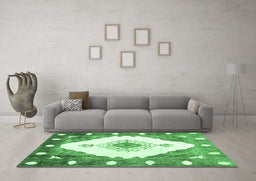 Machine Washable Abstract Emerald Green Contemporary Area Rugs in a Living Room,, wshcon618emgrn